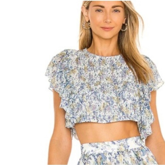 Rococo Sand Blue and White Floral Blouse - Picture 1 of 13